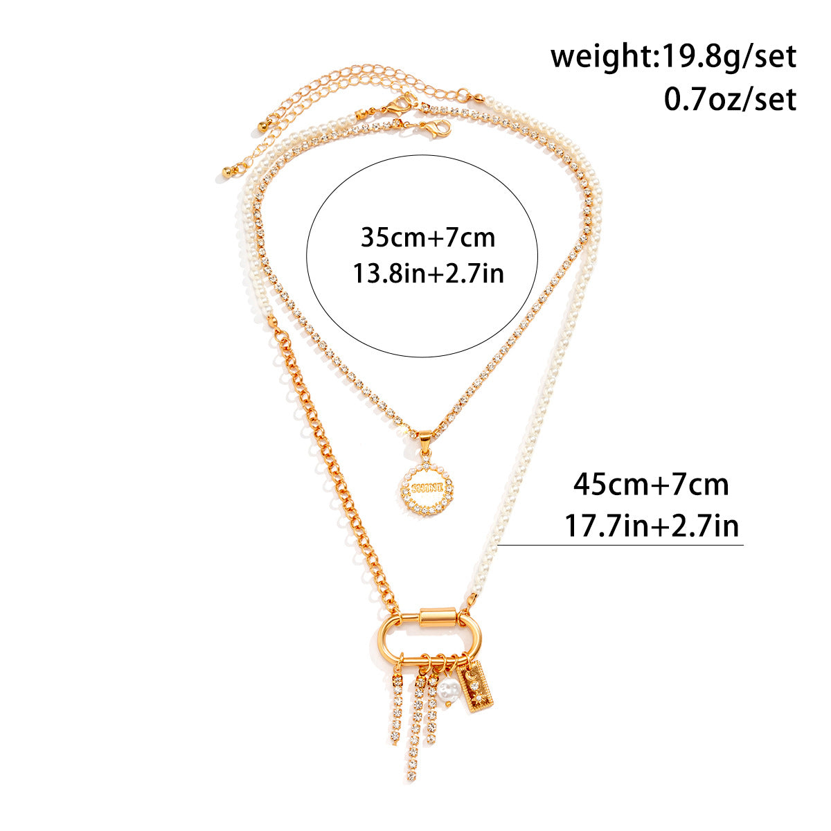 Pearl-Style Toggle Cross Fringe Necklace