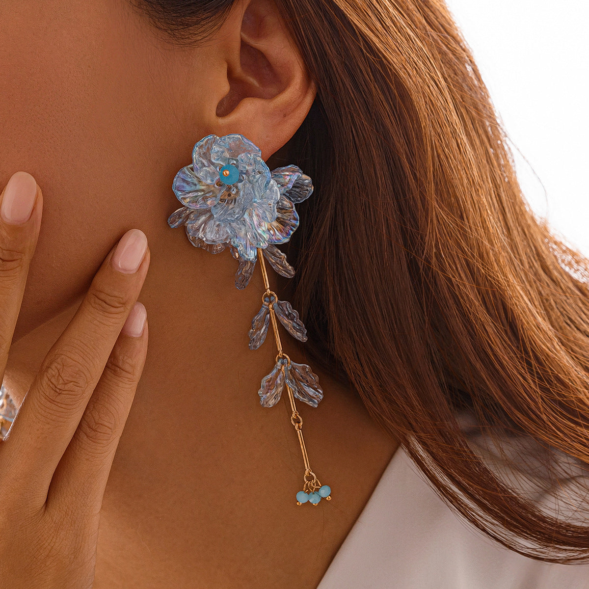 Planderful Vienna Verve 3D Floral Tassel Earrings For Women Colorful Scallop Design