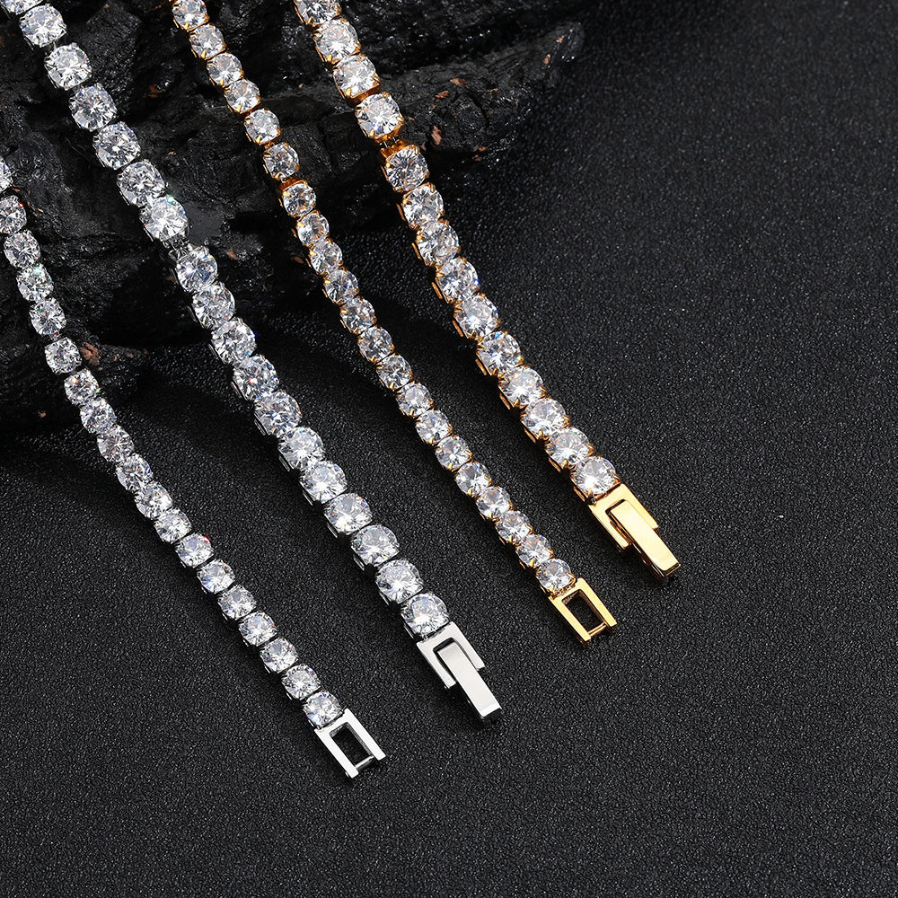 Planderful Jewelry Mens Zircon Tennis Bracelet In Titanium Steel Hip Hop Style For Men