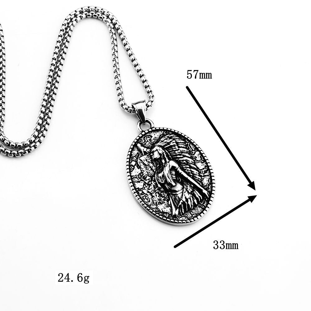 Punk Portrait Stainless Steel Pendant Necklace