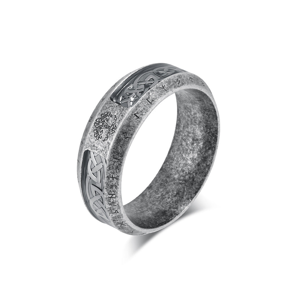 Cross-Border Retro Nordic Viking Stainless Steel Ring for Men