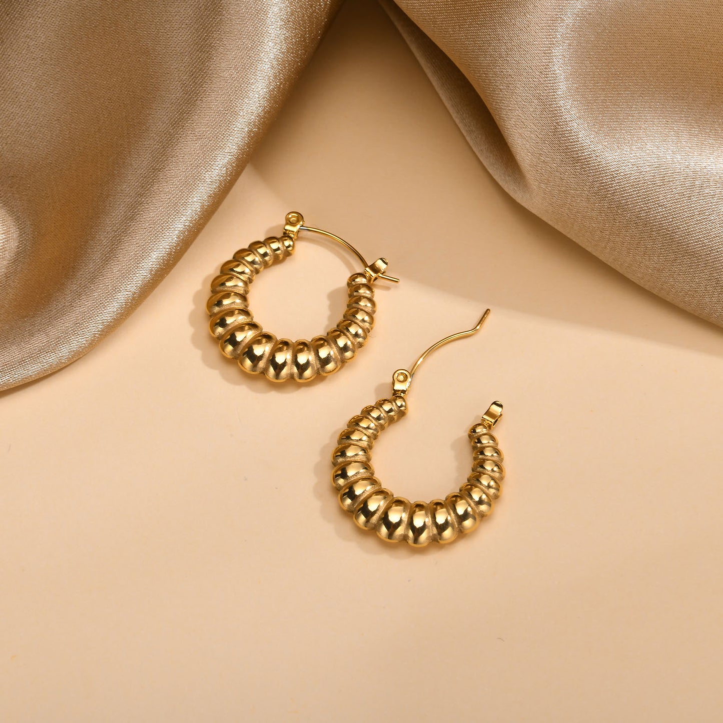 European And American Cross-Border Jewelry Golden Bamboo Earrings