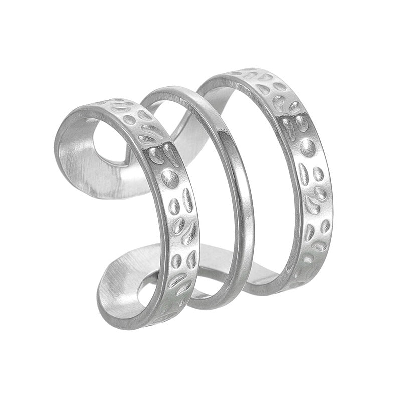 Planderful Everyday Genie Stainless Steel Ring Adjustable Opening Irregular Geometric Gold Plated Unisex Hip Hop Style
