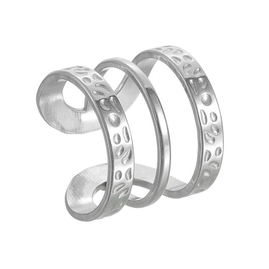 Planderful Everyday Genie Stainless Steel Ring Adjustable Opening Irregular Geometric Gold Plated Unisex Hip Hop Style