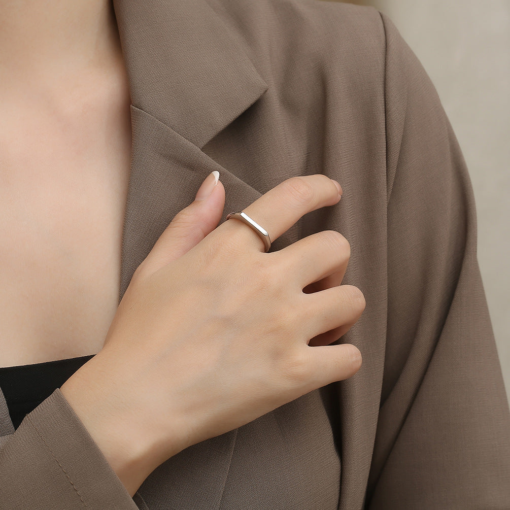 INS Cold Wind Simple Small Glossy Stainless Steel Women's Tail Ring Jewelry Wholesale