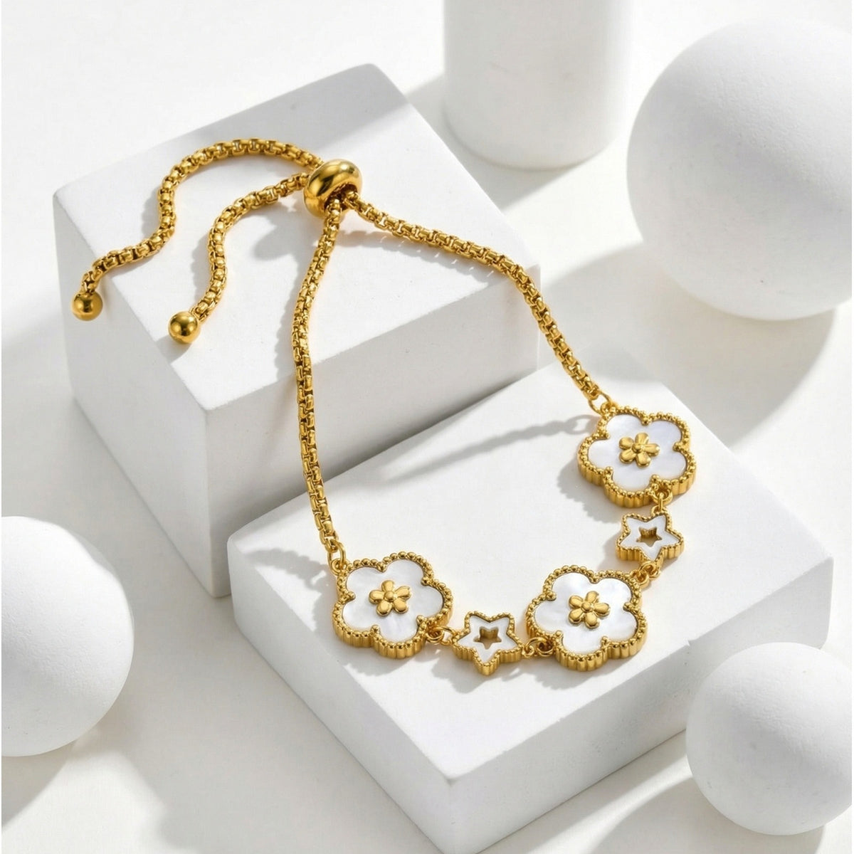 Flower Adjustable Stainless Steel Bracelet