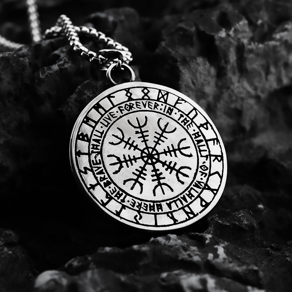 European And American Retro Stainless Steel Viking Shield Necklace