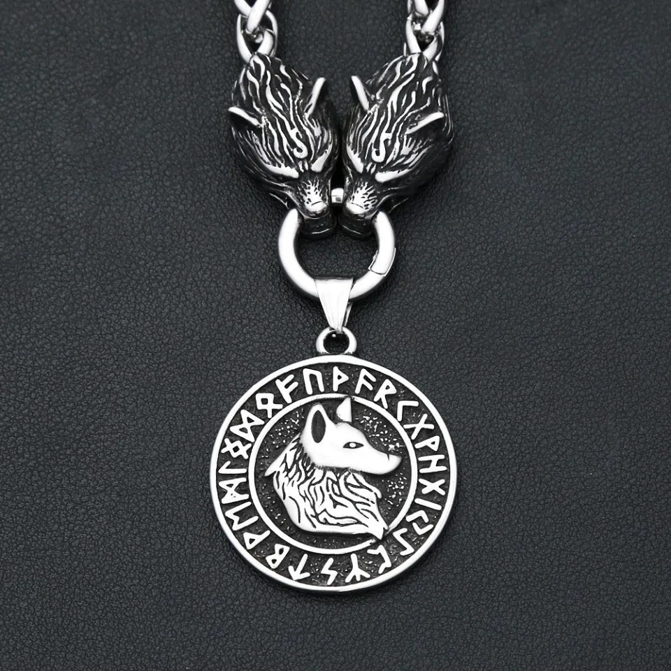 Viking Wolf Stainless Steel Men's Pendant Necklace