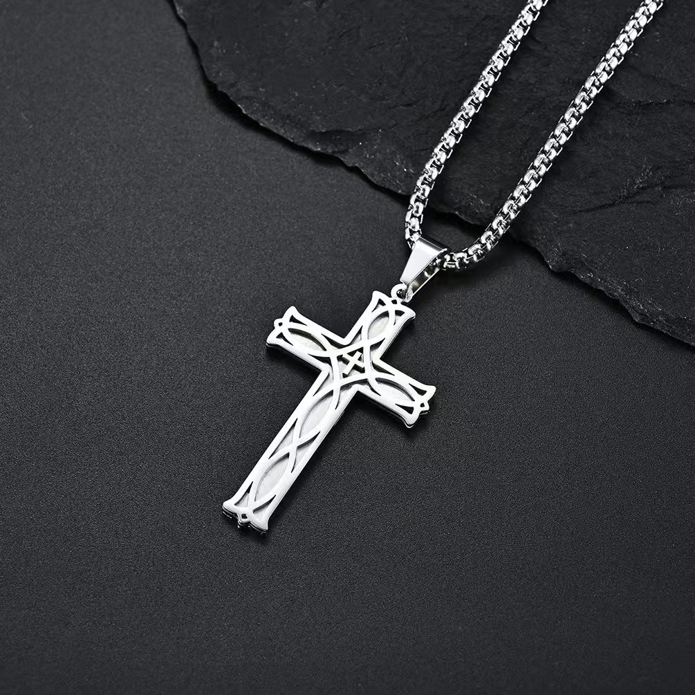 Planderful Irish Knot Cross Necklace Titanium Steel Unisex Durable Simple Trendy Pendant For Men And Women