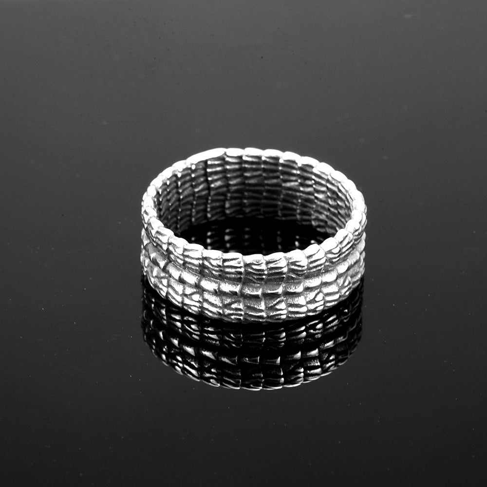 European And American Jewelry Wholesale Men's Titanium Steel Ring Retro Dragon Scale Ring No Rust No Allergy