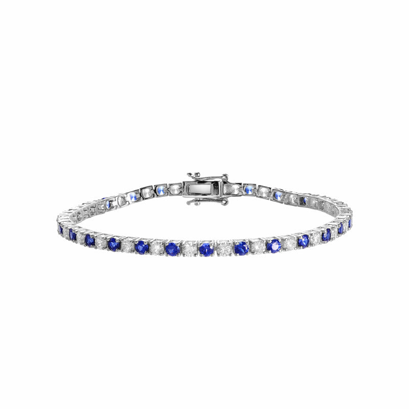Lab Created Sapphire Tennis Silver Bracelet