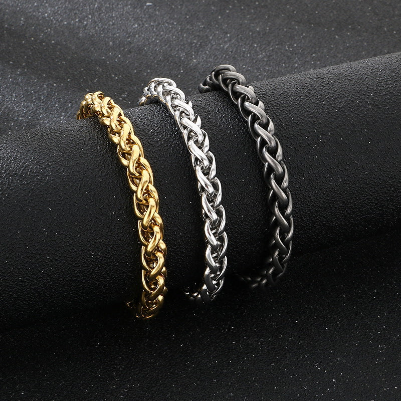 Rock Day Buckle – Hip Hop 8mm Keel Flower Basket Chain With Extension Chain Stainless Bracelet