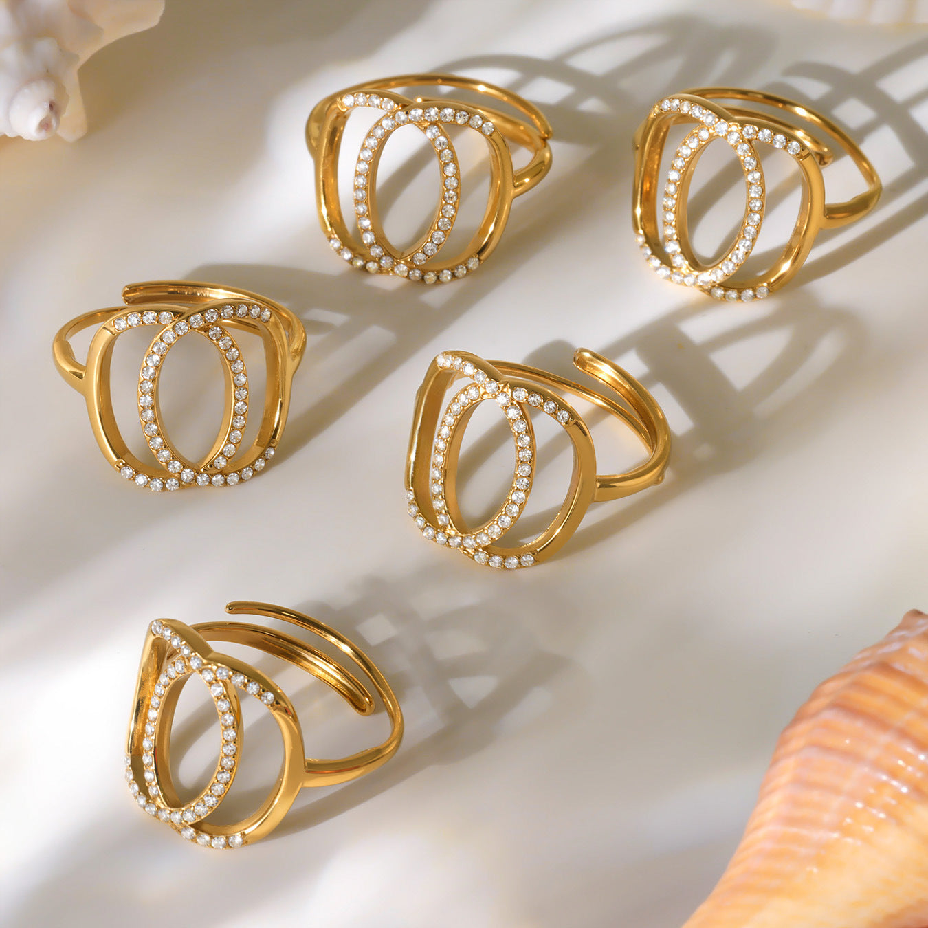 Planderful Zircon Double Circle Ring For Women Light Luxury