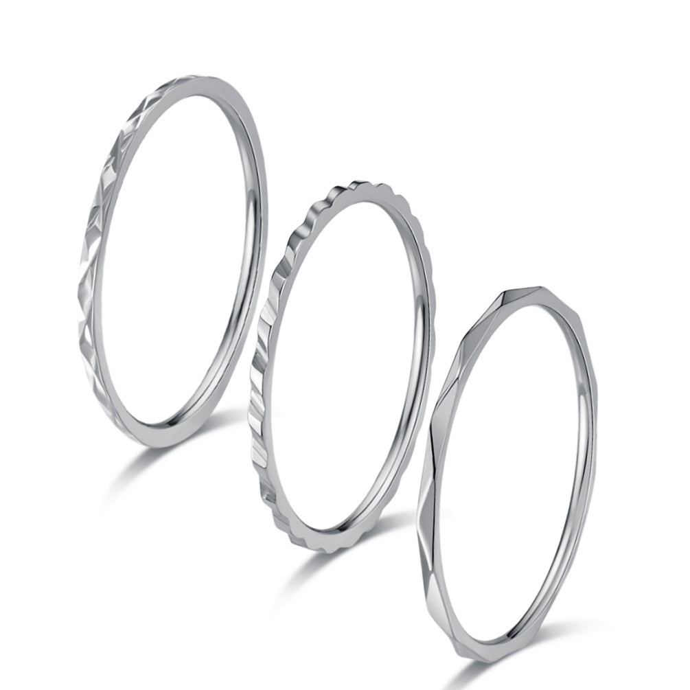 Planderful Everyday Genie 1mm Stackable Titanium Steel Ring Set For Women Light Luxury Hand Jewelry Sizes 5 To 10