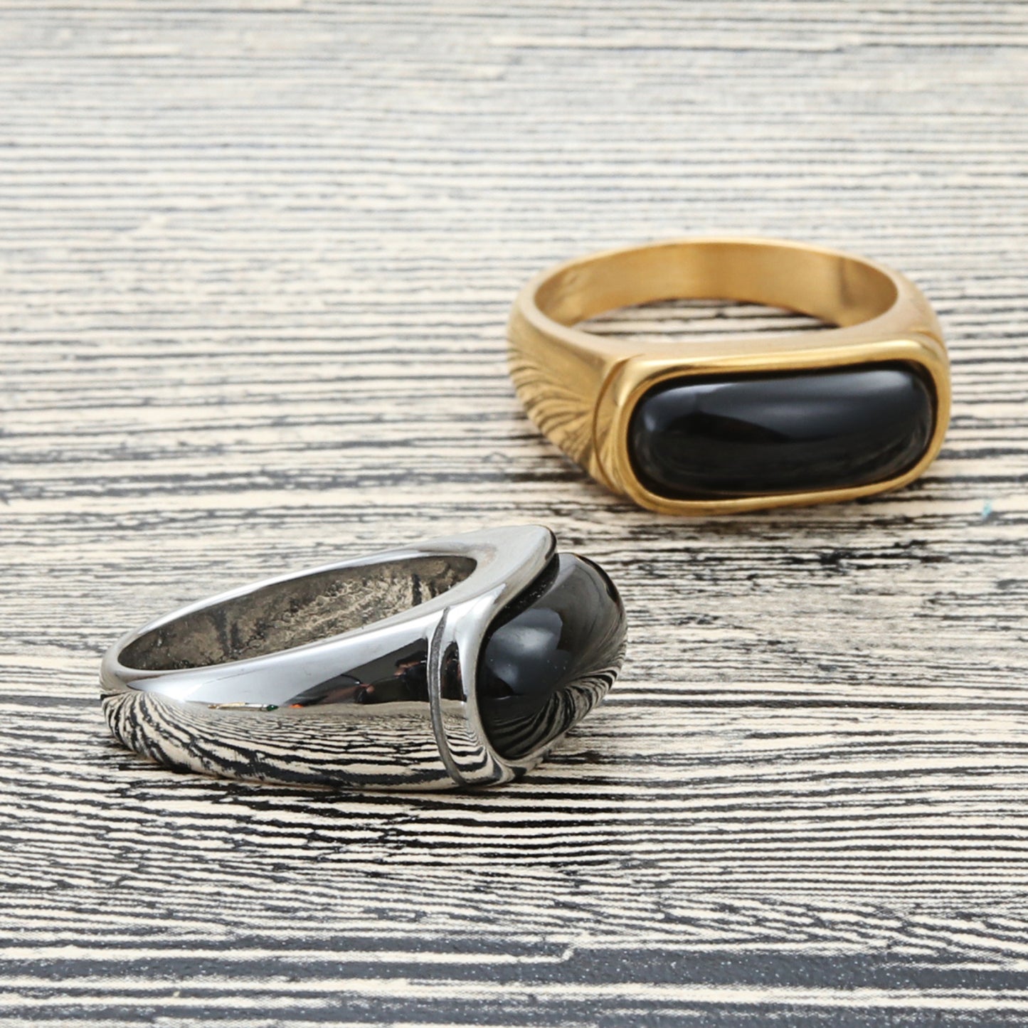 Trendy Multi-Color Titanium Steel Gemstone Ring for Men – Retro Punk Style