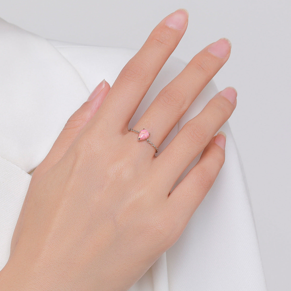 Stylish Adjustable Sterling Silver Opal Ring for Women