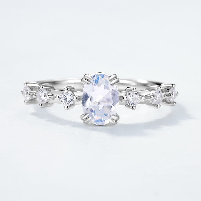S925 Sterling Silver Blue Moonstone Ring