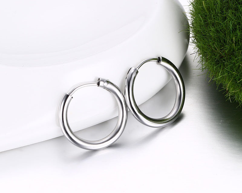 Stainless Steel Earrings Men's Jewelry 2mm Round Tube Style