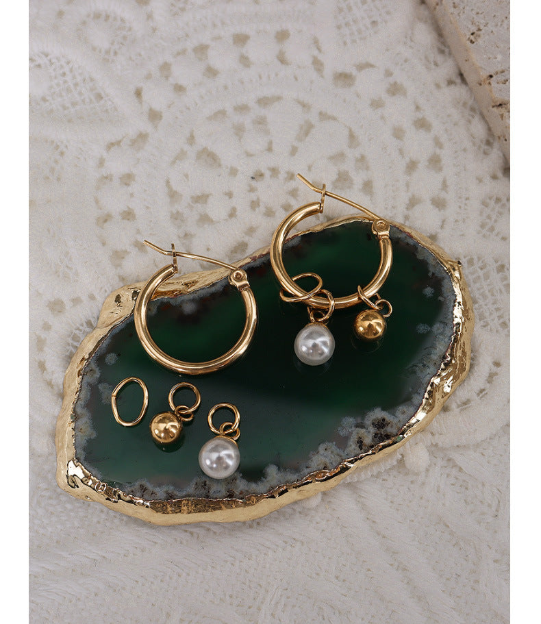 Golden Ball Pearl Earrings - Elegant French Inspired Design