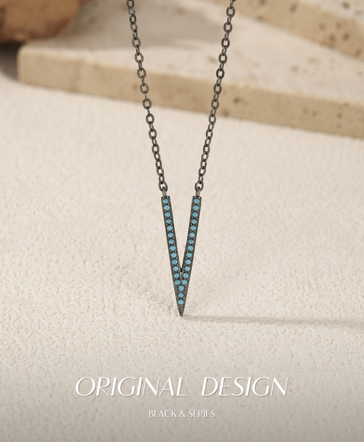 925 Sterling Silver Turquoise Two-Tone Zircon Necklace