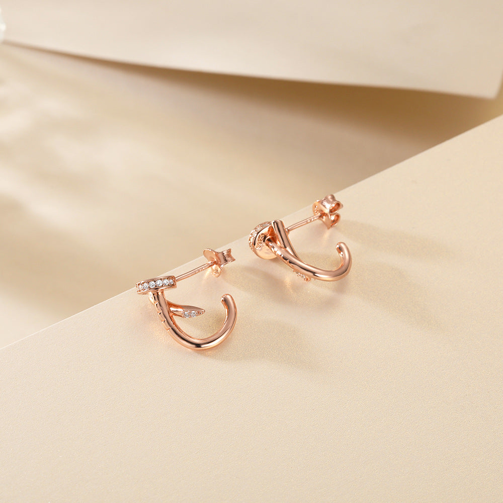 European And American Rose Gold S925 Silver Stud Earrings