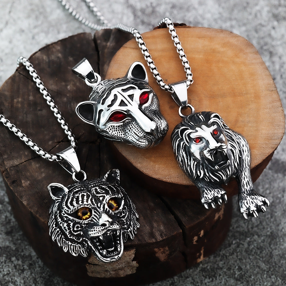 Punk Gem Stainless Steel Men's Pendant Necklace