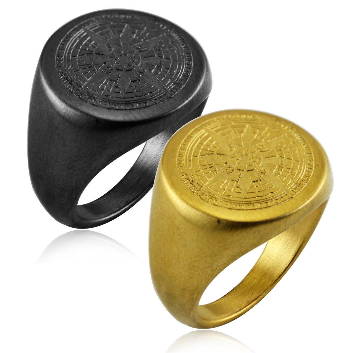 Viking Stainless Steel Ring By Planderful Everyday Genie Compass Motif Bold Design For Men