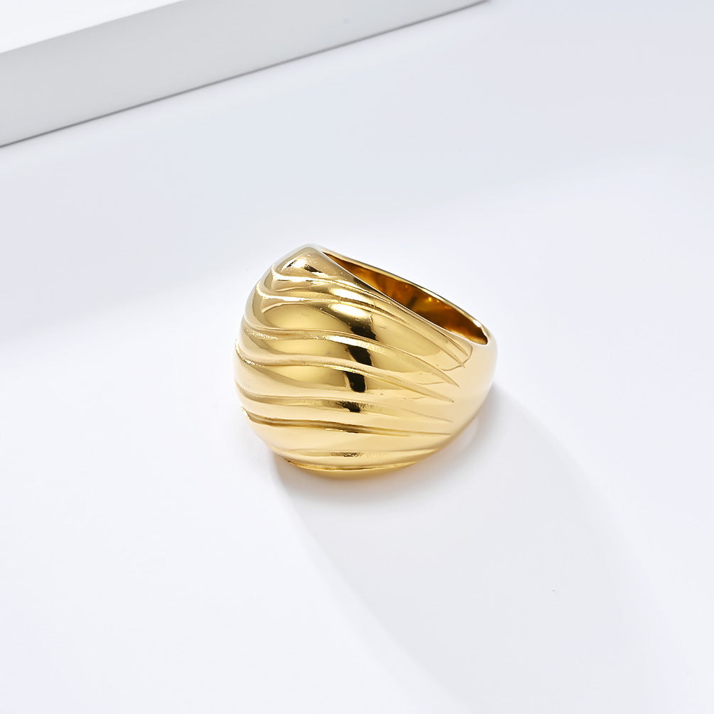 Planderful Titanium Steel Ring For Women With Exaggerated Large Smooth Surface Versatile Fashion Jewelry