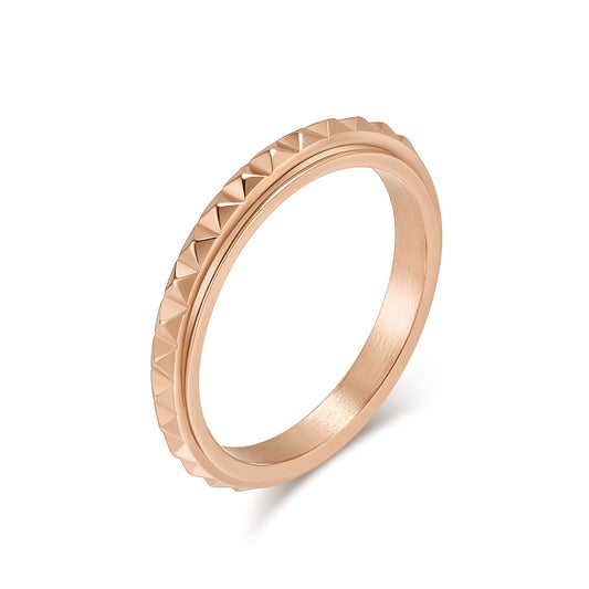 Steel Ring - Elegant Rotating Lattice Rhombus Design For Couples Everyday Genie Jewelry