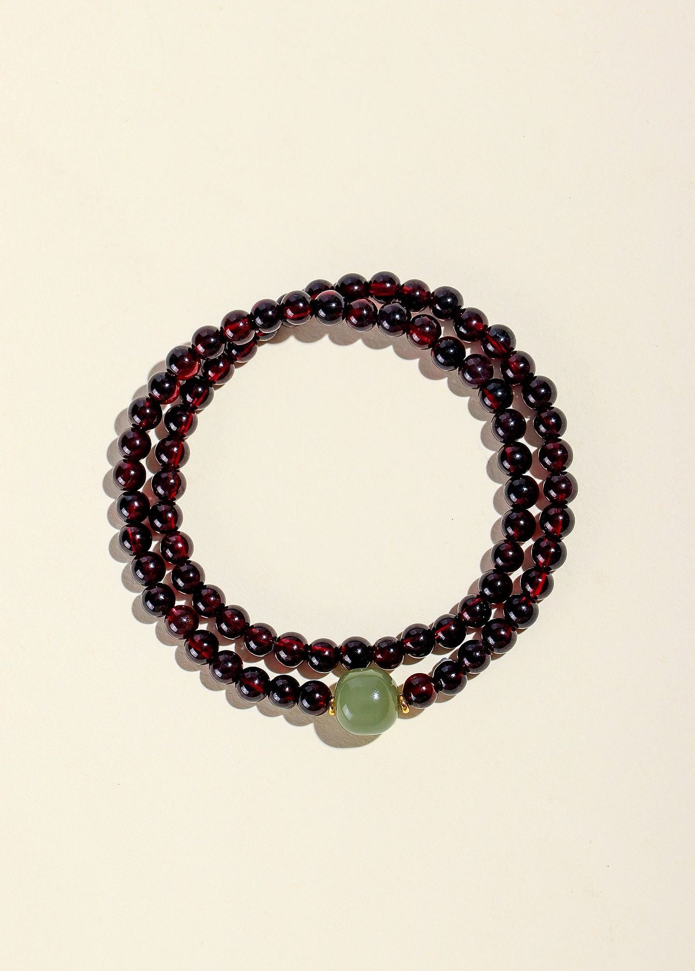 Planderful Fortune's Favor Bracelet – Elegant Natural Garnet and Hetian Jade Design