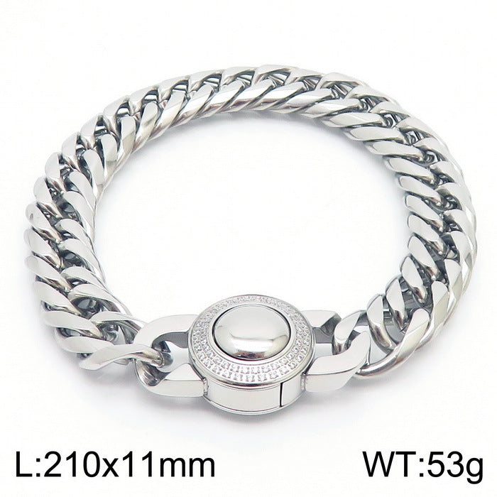 Bracelet Of The – Cnc Zircon Cuban Chain Titanium Steel Men's