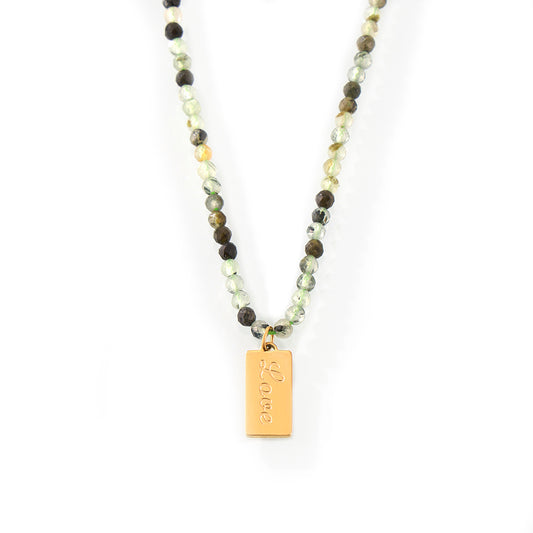 Elegant Handcrafted Olivine Necklace with Gold-Plated Titanium Steel Pendant
