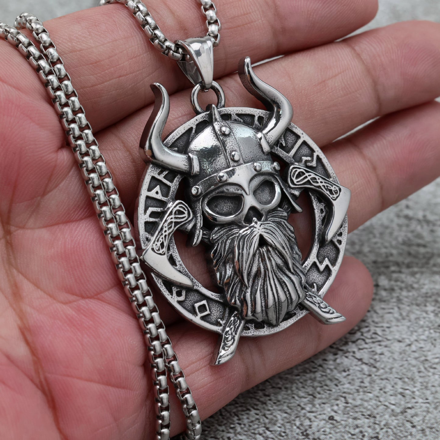 Planderful Viking Rune Pendant For Men Durable Stainless Steel Odin Medal Necklace Norse Legacy