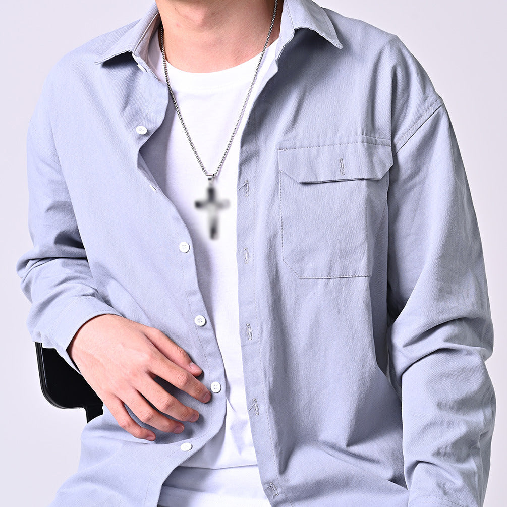 European and American Style Titanium Steel Cross Necklace