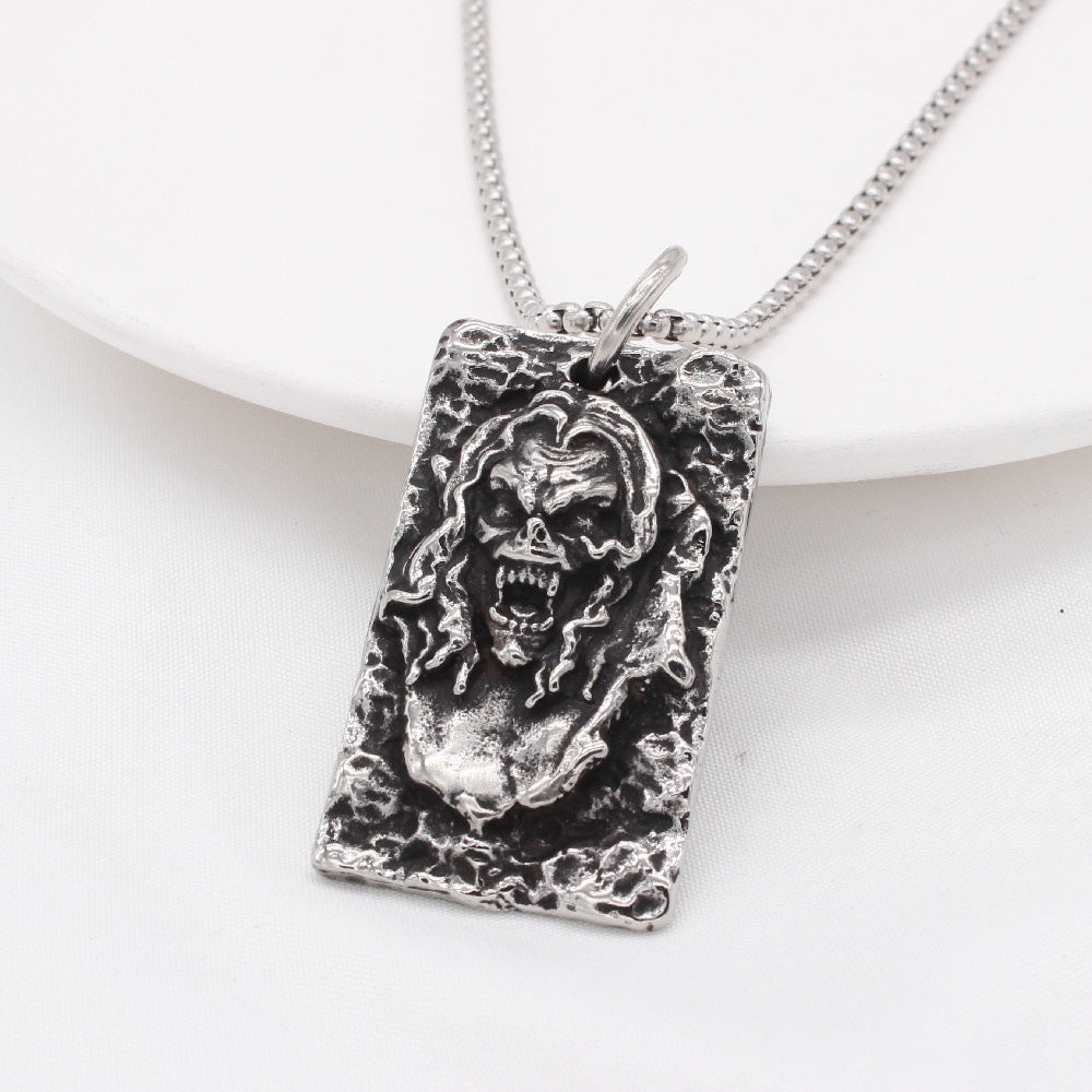 Planderful Punk Rock Skull Pendant Titanium Steel Personalized Retro European American Unisex Necklace
