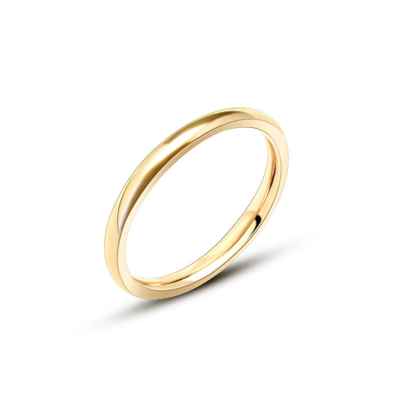 Golden Titanium Steel Plain Ring with Adjustable Aperture - Non-Fading Gold Plated