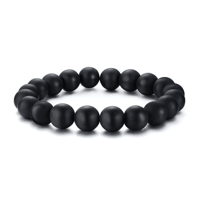 New Arrivals Black Agate Stone Men's Bracelet Wholesale