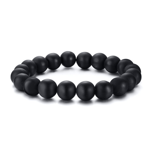 New Arrivals Black Agate Stone Men's Bracelet Wholesale