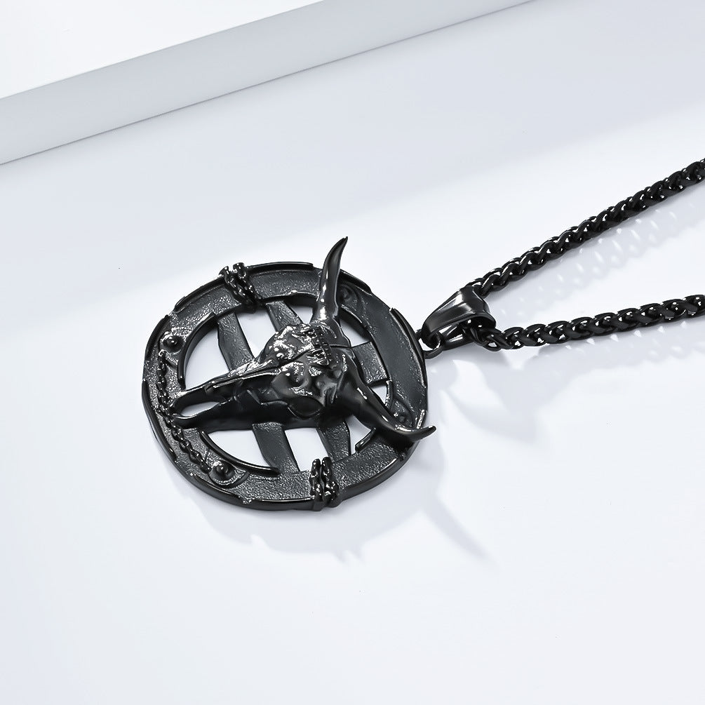 European And American Retro Evil Goat Skull Necklace For Men
