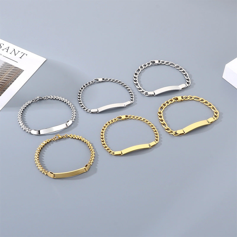 Stainless Steel Figaro Chain Bend Bracelet Nk Chain Cuban Chain Couple