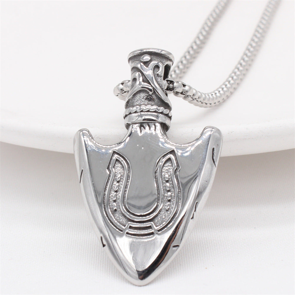 Planderful Norse Legacy – Unique Retro Horseshoe Viking Shield Pendant Necklace