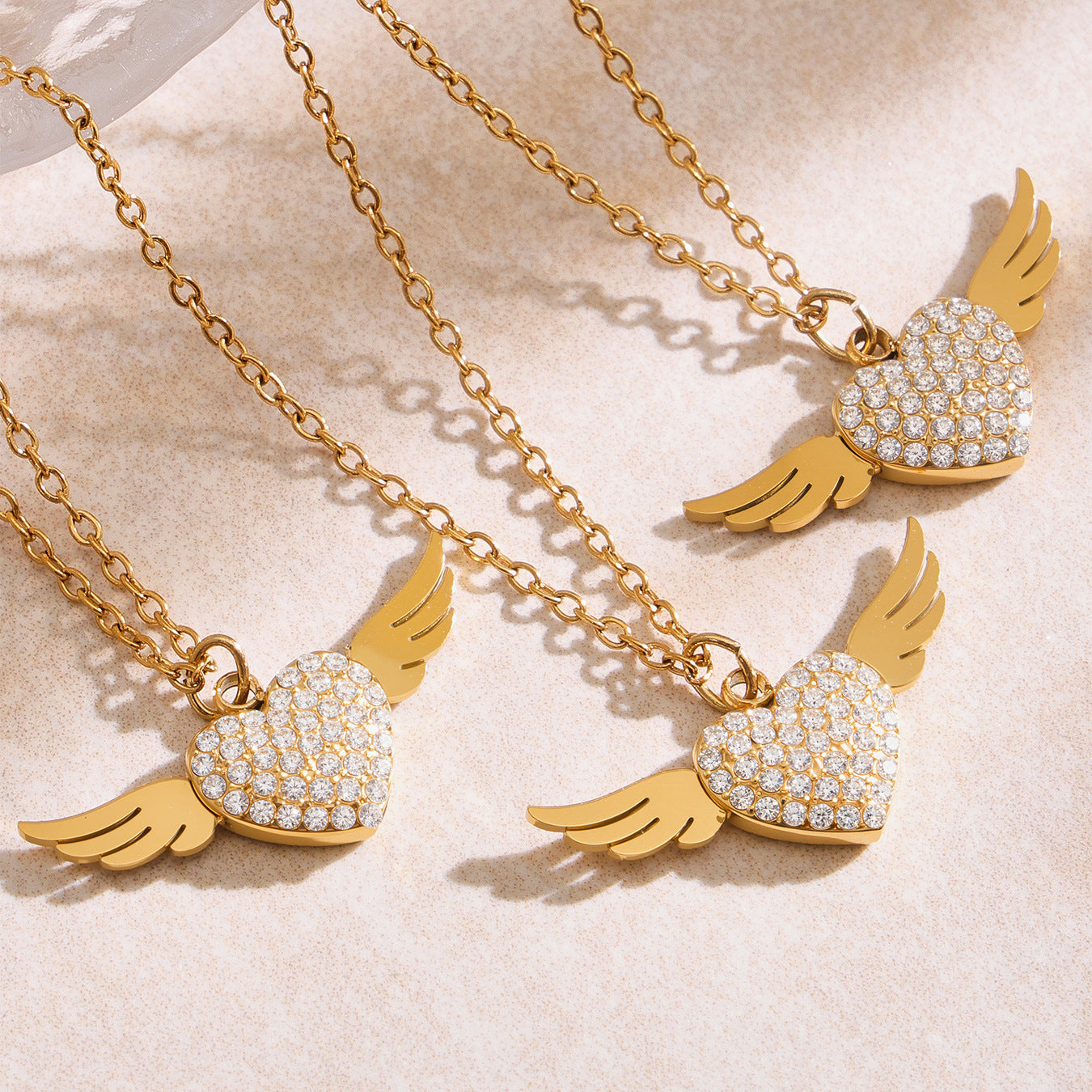 Planderful Zircon Wings Double Clavicle Necklace For Women
