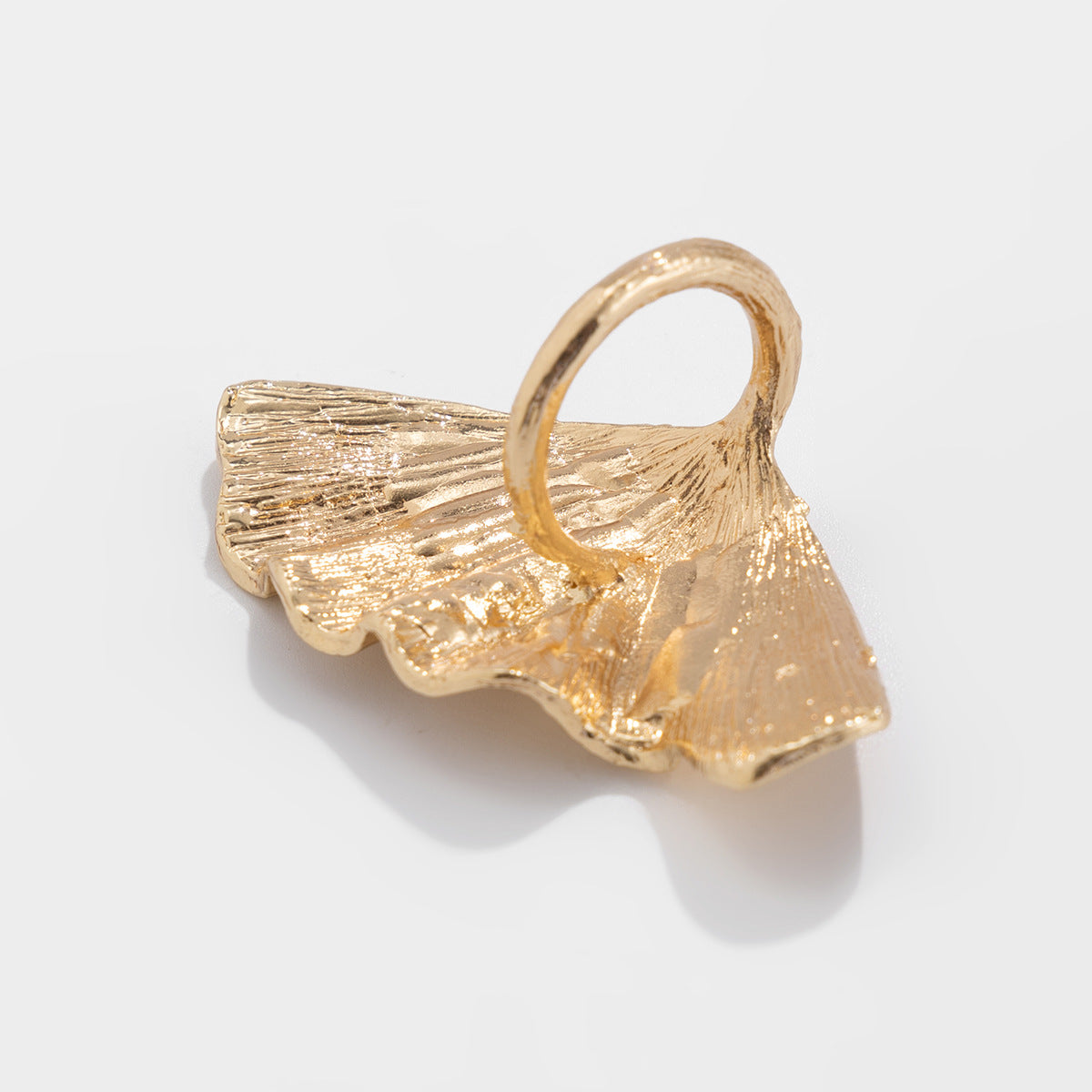 Ginkgo Biloba Ring For Women By Planderful Vienna Verve Textured Metal Alloy Leaf Statement Jewelry