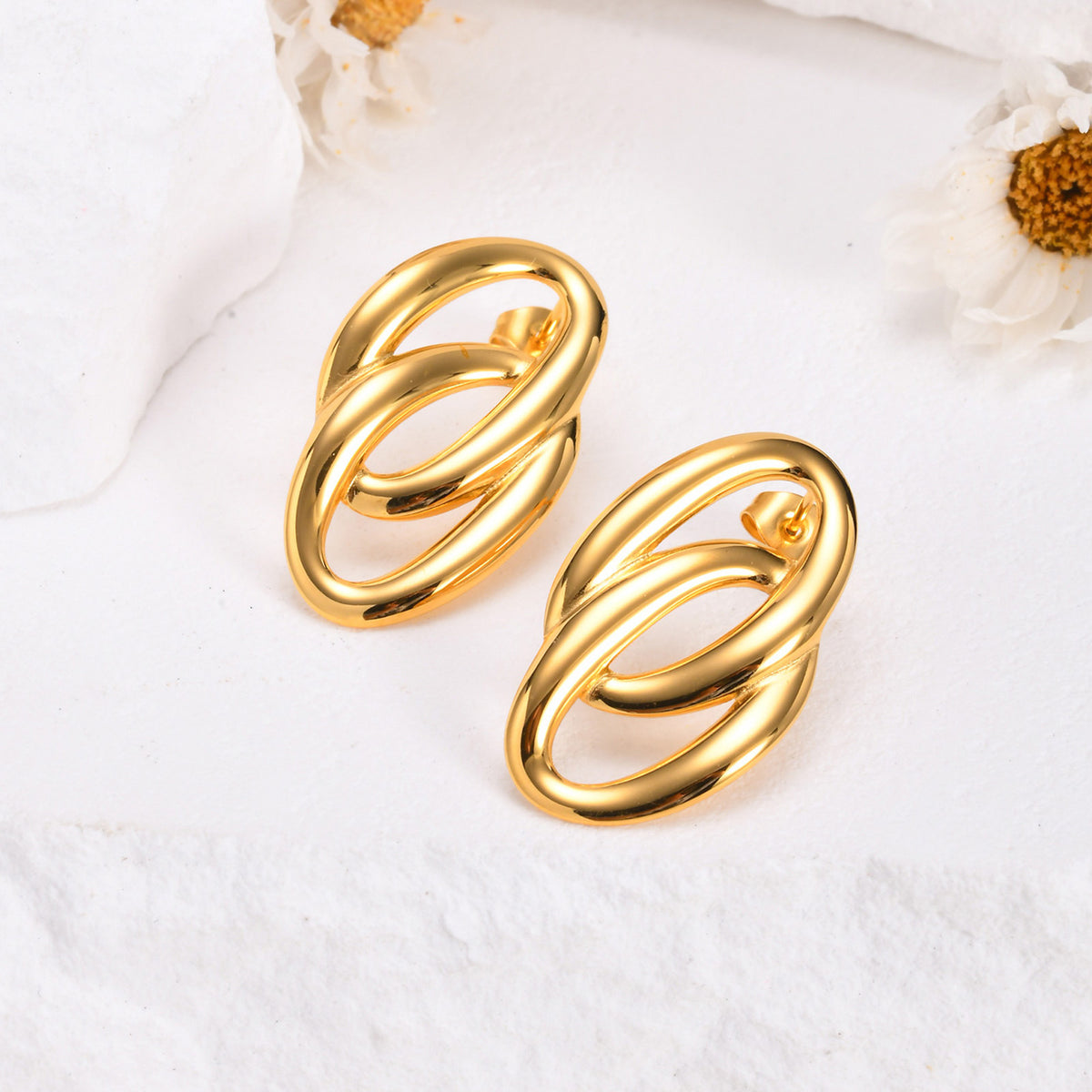 Polished Gold-Tone Statement Earrings