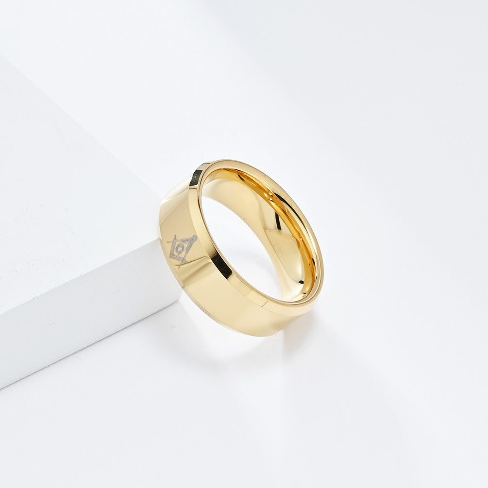 Cross-Border European and American Masonic Tungsten Ring