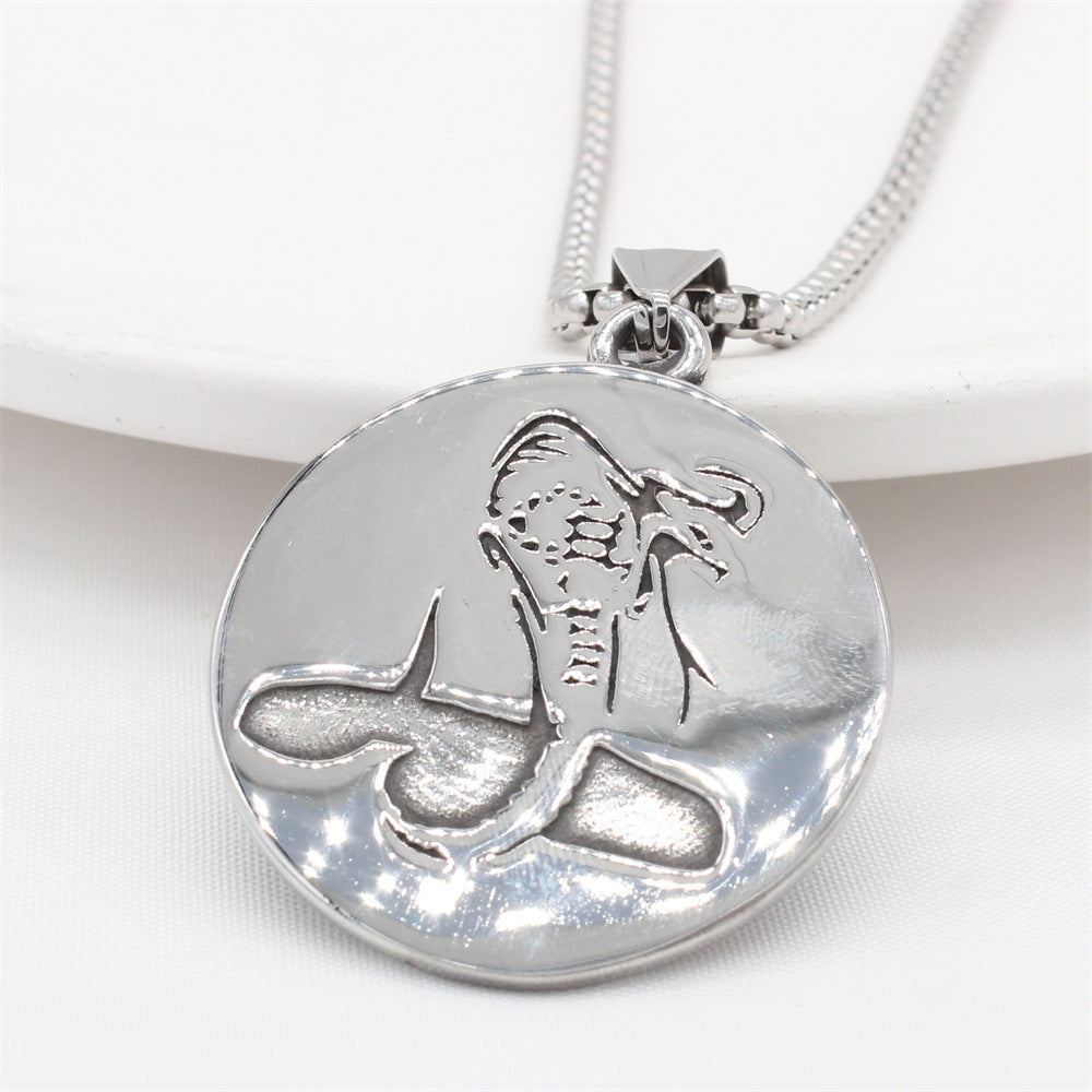 Planderful Cobra Pendant Necklace Titanium Steel Unisex Retro Style Statement Jewelry For Men And Women