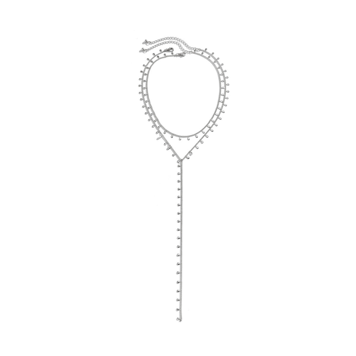 Double Layered Water Droplet Tassel Necklace with Long Sexy Chain