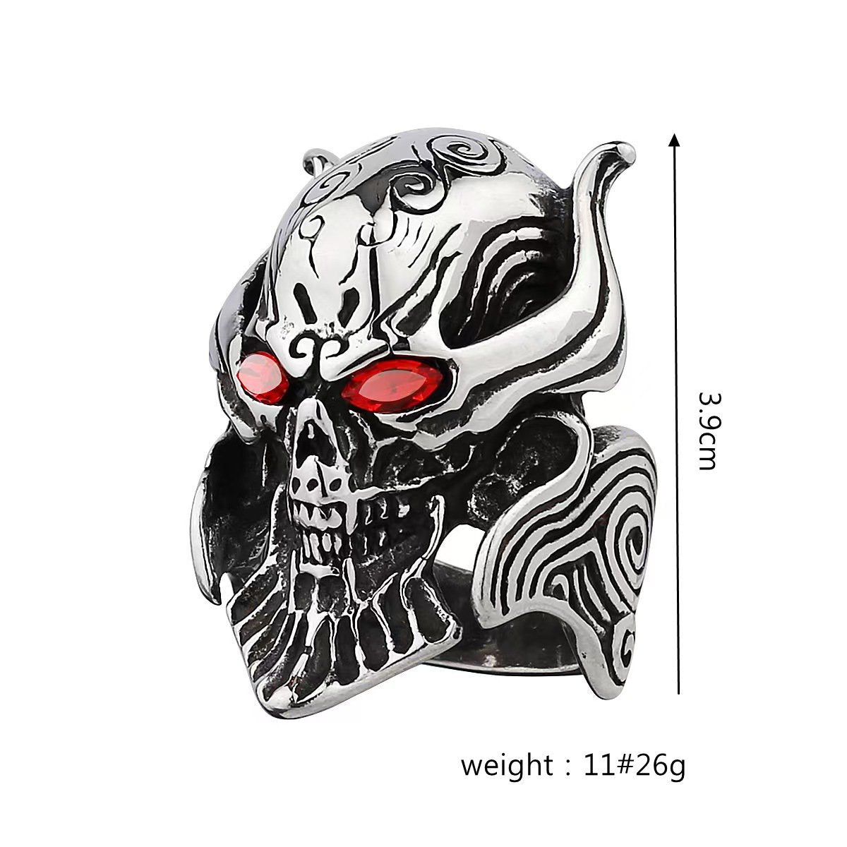 Planderful Mens Skull Ring Stainless Steel Retro Domineering Punk Hollow Skull Design Statement