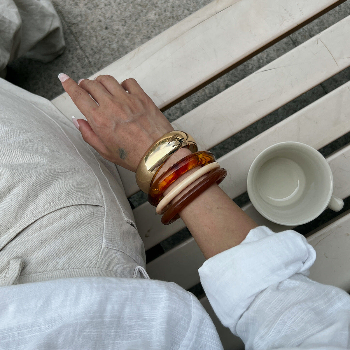 Planderful Vienna Verve Geometric Resin Bracelet For Women Bold Statement Jewelry