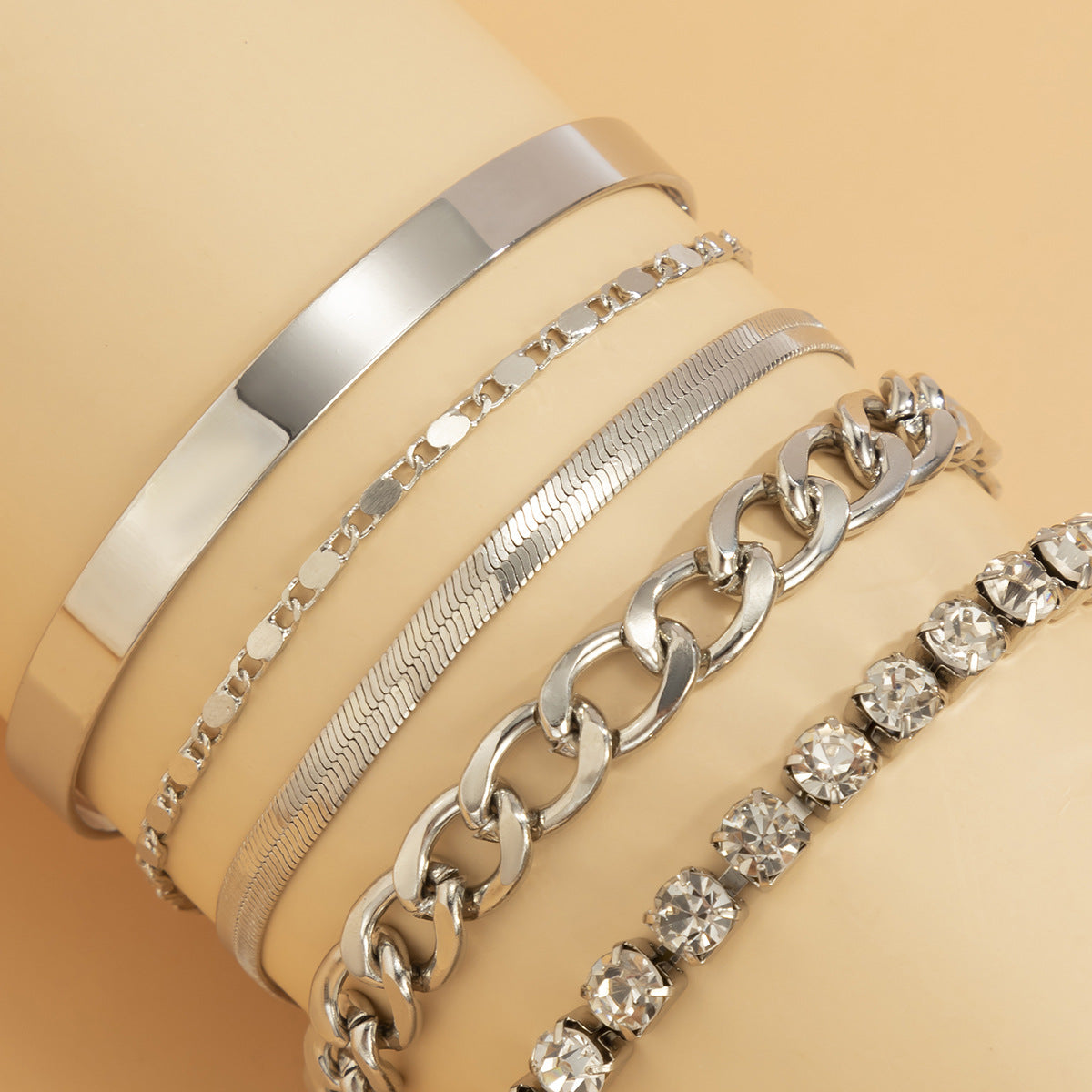 Planderful Vienna Verve Zircon Snake Chain Bracelet For Women Stackable Thick Statement Jewelry